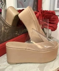 Fabulous Shoes Clear Nude Wedge