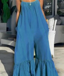 Fabulous Shoes Blue Flared Jumpsuit JUMPSUITS
