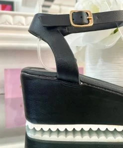 Fabulous Shoes Black PU Wedges