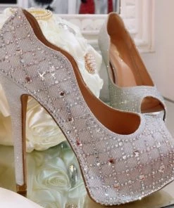 Fabulous Shoes Silver Diamonds Heels