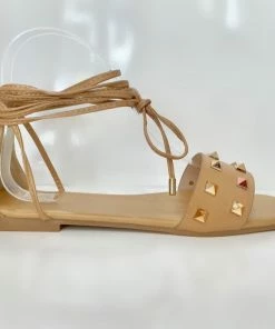 Fabulous Shoes Lace Up Nude Flats