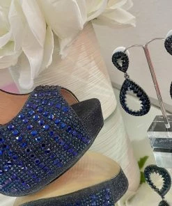 Fabulous Shoes Navy Blue Sparkle Heels