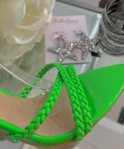 Fabulous Shoes Neon Green Braided Heels