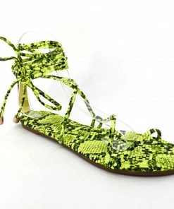 Fabulous Shoes Lime Snake Sandal