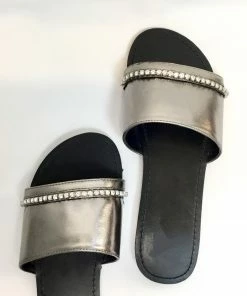 Fabulous Shoes Rhinestone Pewter Sandals
