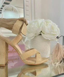 Fabulous Shoes Nude Ankle Wrap Heels