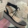 Fabulous Shoes Sparkly Black Platform Lace Up Sandals WEDGES & PLATFORMS