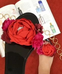 Fabulous Shoes Red Jelly Flower Sandals