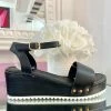 Fabulous Shoes Black PU Wedges