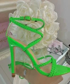 Fabulous Shoes Neon Green Braided Heels