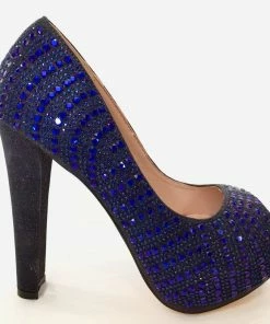 Fabulous Shoes Navy Blue Sparkle Heels