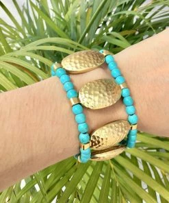 Fabulous Shoes ACCESORIES AND JEWELRY Aqua & Gold Bracelet