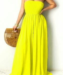 Fabulous Shoes Bright Yellow Strapless Jumpsuit