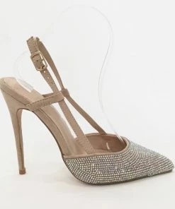 Fabulous Shoes Nude Crystal Pumps