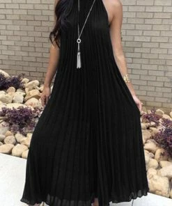 Fabulous Shoes Black Halter Maxi Dress TROPICAL COLLECTION