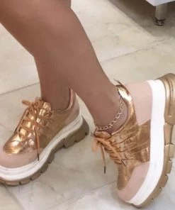 Fabulous Shoes High Fashion Rose Gold Sneakers