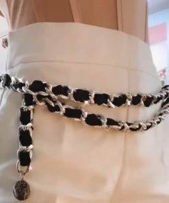 Fabulous Shoes Black & Silver Chain Belt Others