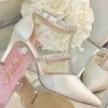 Fabulous Shoes Rhinestones Off White Pumps