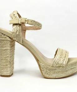 Fabulous Shoes Straw Natural Style Heels
