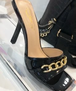 Fabulous Shoes Black Chain Sandals HEELS
