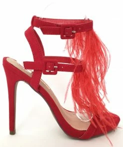 Fabulous Shoes Red Feather Heels