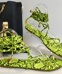 Fabulous Shoes Lime Snake Sandal