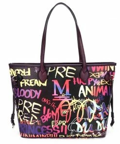 Fabulous Shoes HANDBAGS Black Graffiti Handbag