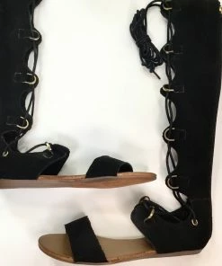 Fabulous Shoes Black Gladiator Flats