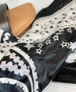 Fabulous Shoes Black Scarf Tie Flats