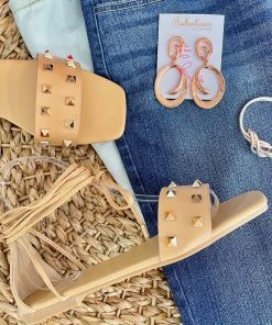 Fabulous Shoes Lace Up Nude Flats