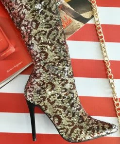 Fabulous Shoes Gold Sequins Boots