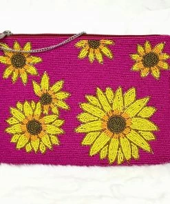 Fabulous Shoes Beaded Flowers Fuchsia Handbag TROPICAL COLLECTION