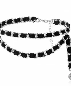 Fabulous Shoes Black & Silver Chain Belt Others