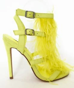 Fabulous Shoes Yellow Feather Heels