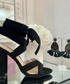 Fabulous Shoes Black Ankle Wrap Heels