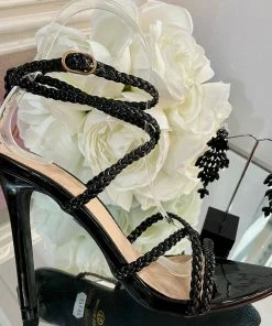 Fabulous Shoes Black Braided Heels