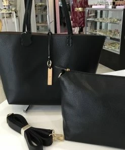 Fabulous Shoes HANDBAGS Black & Taupe Reversible Handbag