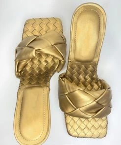 Fabulous Shoes Golden Square Heels