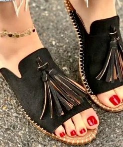 Fabulous Shoes Black Leah Flats