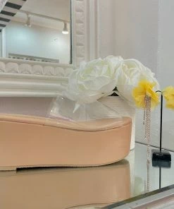 Fabulous Shoes Clear Nude Wedge