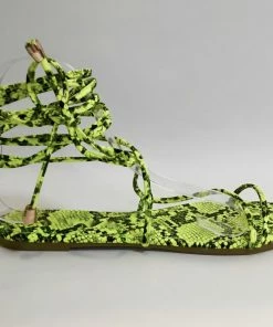 Fabulous Shoes Lime Snake Sandal