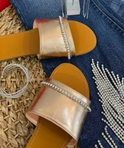 Fabulous Shoes Rhinestone Rose- Gold Sandals