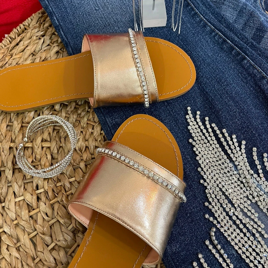 Fabulous Shoes Rhinestone Rose- Gold Sandals 1 Fabulous Shoes Rhinestone Rose- Gold Sandals