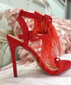 Fabulous Shoes Red Feather Heels