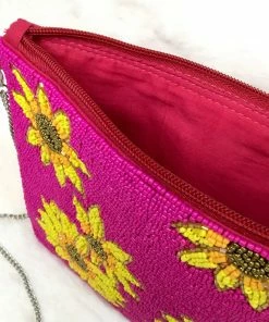 Fabulous Shoes Beaded Flowers Fuchsia Handbag TROPICAL COLLECTION