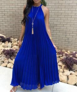 Fabulous Shoes Blue Halter Maxi Dress TROPICAL COLLECTION