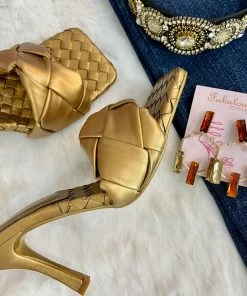 Fabulous Shoes Golden Square Heels