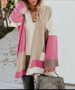 Fabulous Shoes HIT-COLOR KNITTED RIBBED CARDIGAN OUTWEAR CARDIGANS