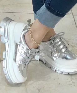 Fabulous Shoes High Fashion Silver Sneakers