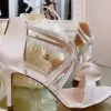 Fabulous Shoes White Ivory Satin Heels
